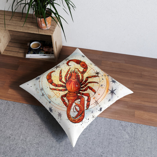 Prickly Scorpio Astrology - Sharp Zodiac Scorpion Celestial Horoscope - Tufted Floor Pillow, Square