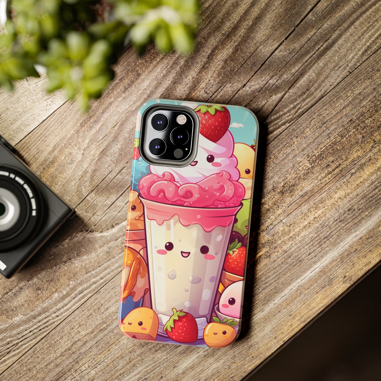 Strawberry Japan Milkshake - Kawaii Dessert Delight - Sweet Berry Anime Character - Tough Phone Cases