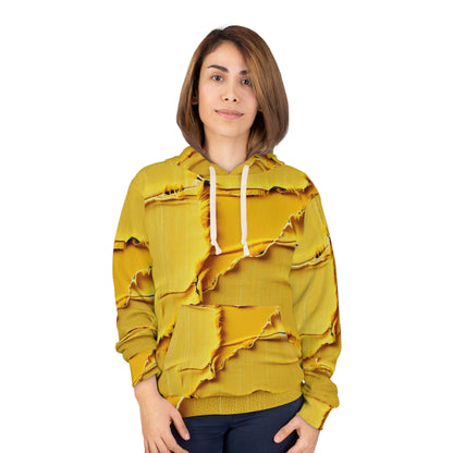 Banana Yellow Lemon: Bold Distressed, Denim-Inspired Fabric - Unisex Pullover Hoodie (AOP)