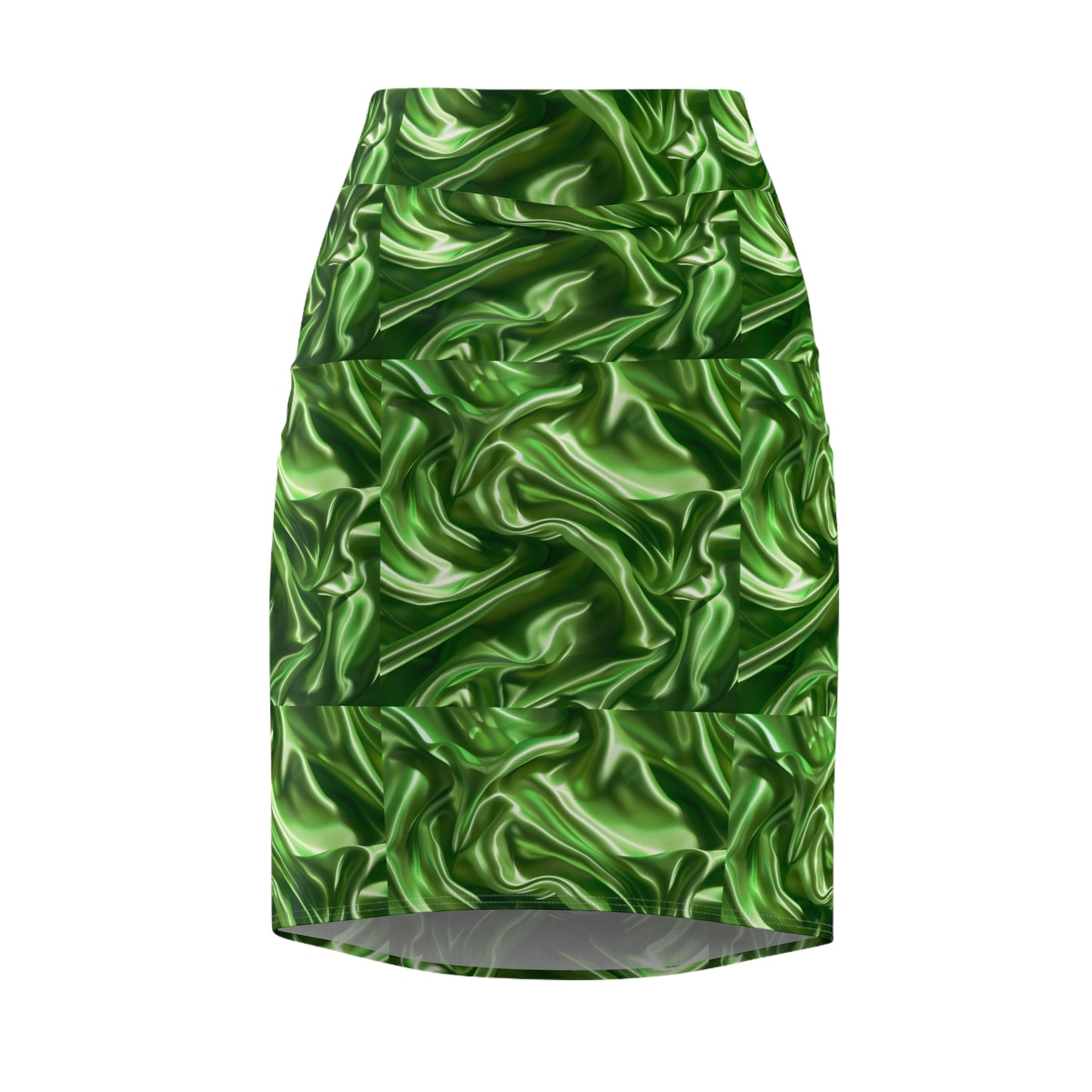 Green Silk Faux, Women's Pencil Skirt (AOP)