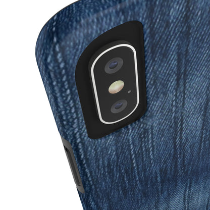 Indigo Splash: Washed Denim Reverie in Deep Blue - Tough Phone Cases