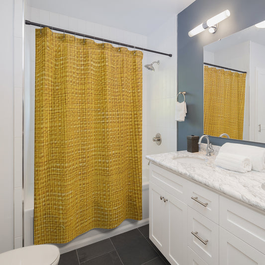 Radiant Sunny Yellow: Denim-Inspired Summer Fabric - Shower Curtains