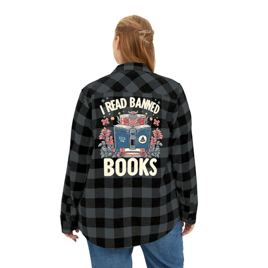 I Read Banned Books - Charcoal Black - Unisex Flannel Shirt