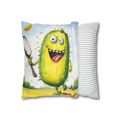 Pickleball Sport: Athletic Pickle Playing Game with Net and Paddle - Spun Polyester Square Pillow Case