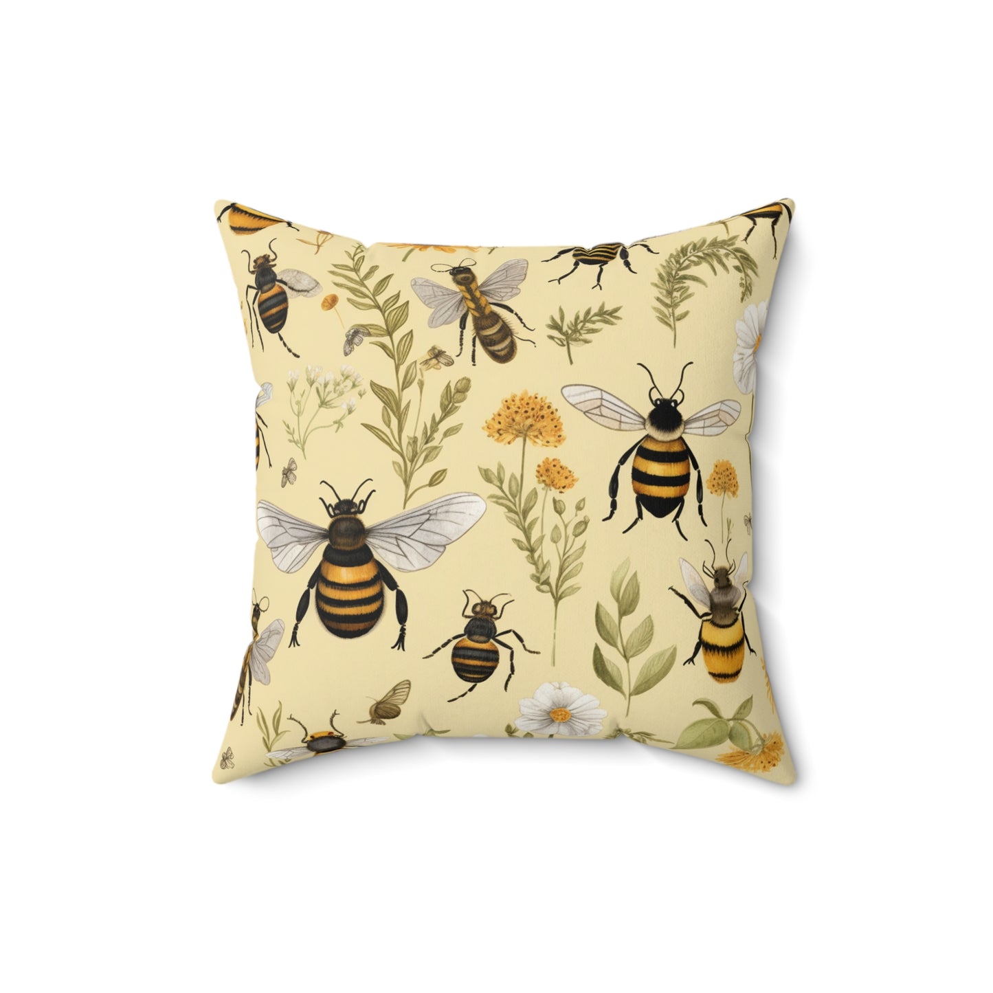 Whimsical Bees & Honeycombs Nature-Friendly Pattern Design Spun Polyester Square Pillow