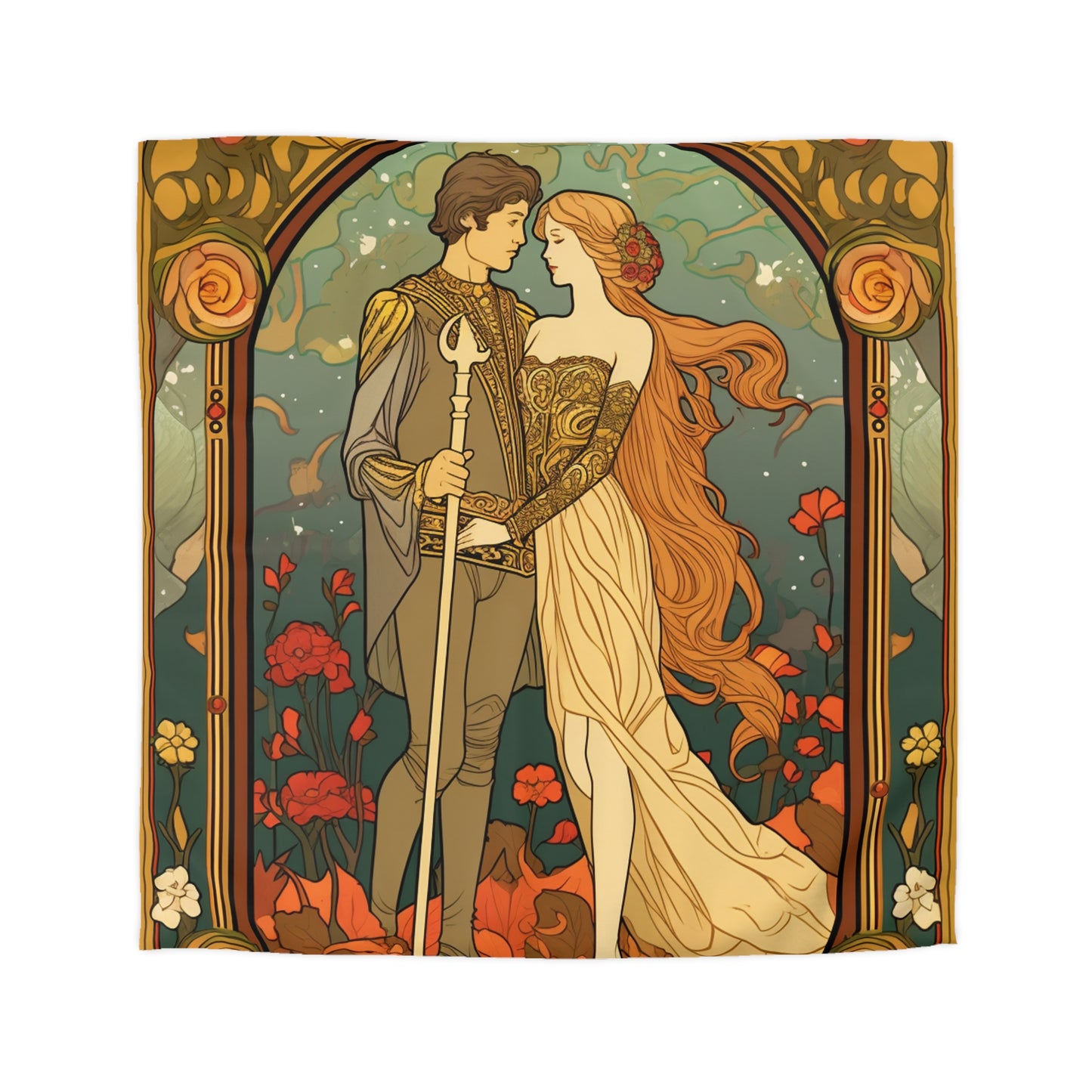 Lovers Tarot Card - Detailed Reading Symbolism, Full-Color Illustration - Microfiber Duvet Cover