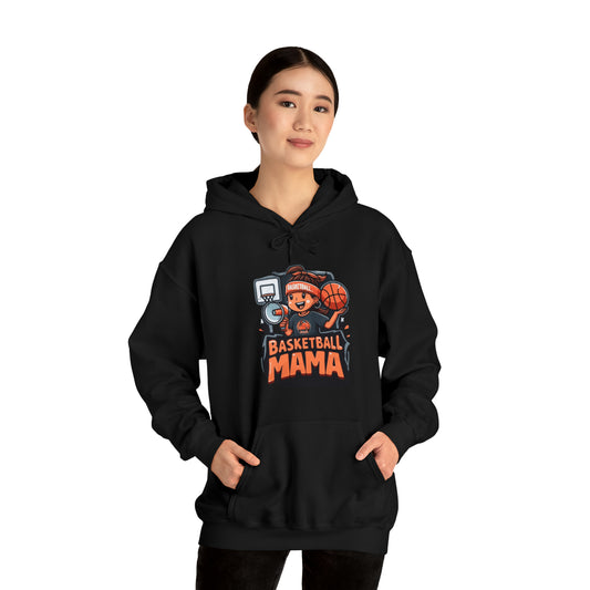 Sporty Basketball Mama Graphic - Casual Athletic Mom Apparel Design - Mother's Day Gift Idea - Unisex Heavy Blend™ Hooded Sweatshirt