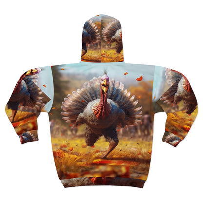 Thanksgiving Trot Turkey Run Athlete Sprint Racer Holiday Feast Dinner - Unisex Zip Hoodie (AOP)