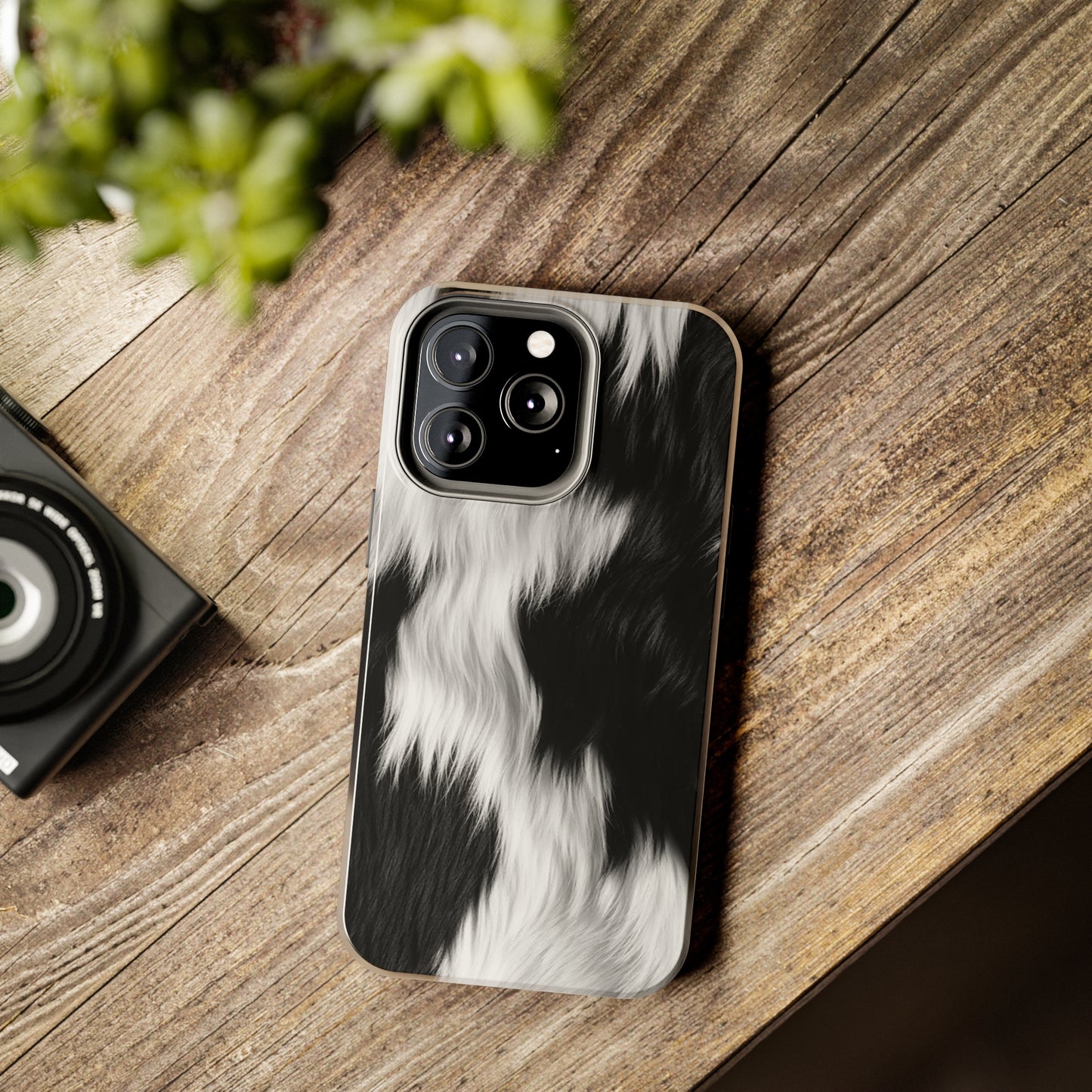 Cowhide on Hair Leather - Black and White - Designer Style - Tough Phone Cases