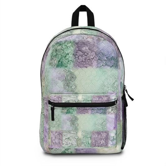 Medley Patchwork - Muted Pastels, Gingham & Lace, Boho Paisley Mix, Quilted Aesthetic Design - Backpack