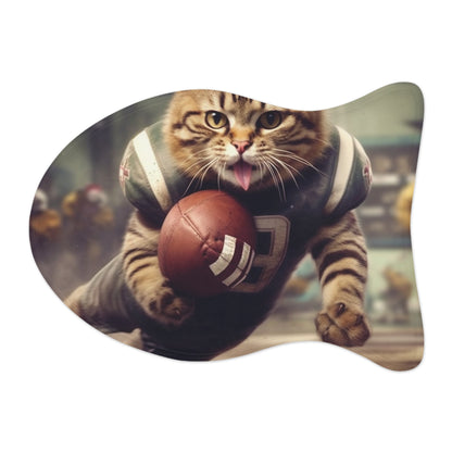 Football Field Felines: Kitty Cats in Sport Tackling Scoring Game Position - Pet Feeding Mats