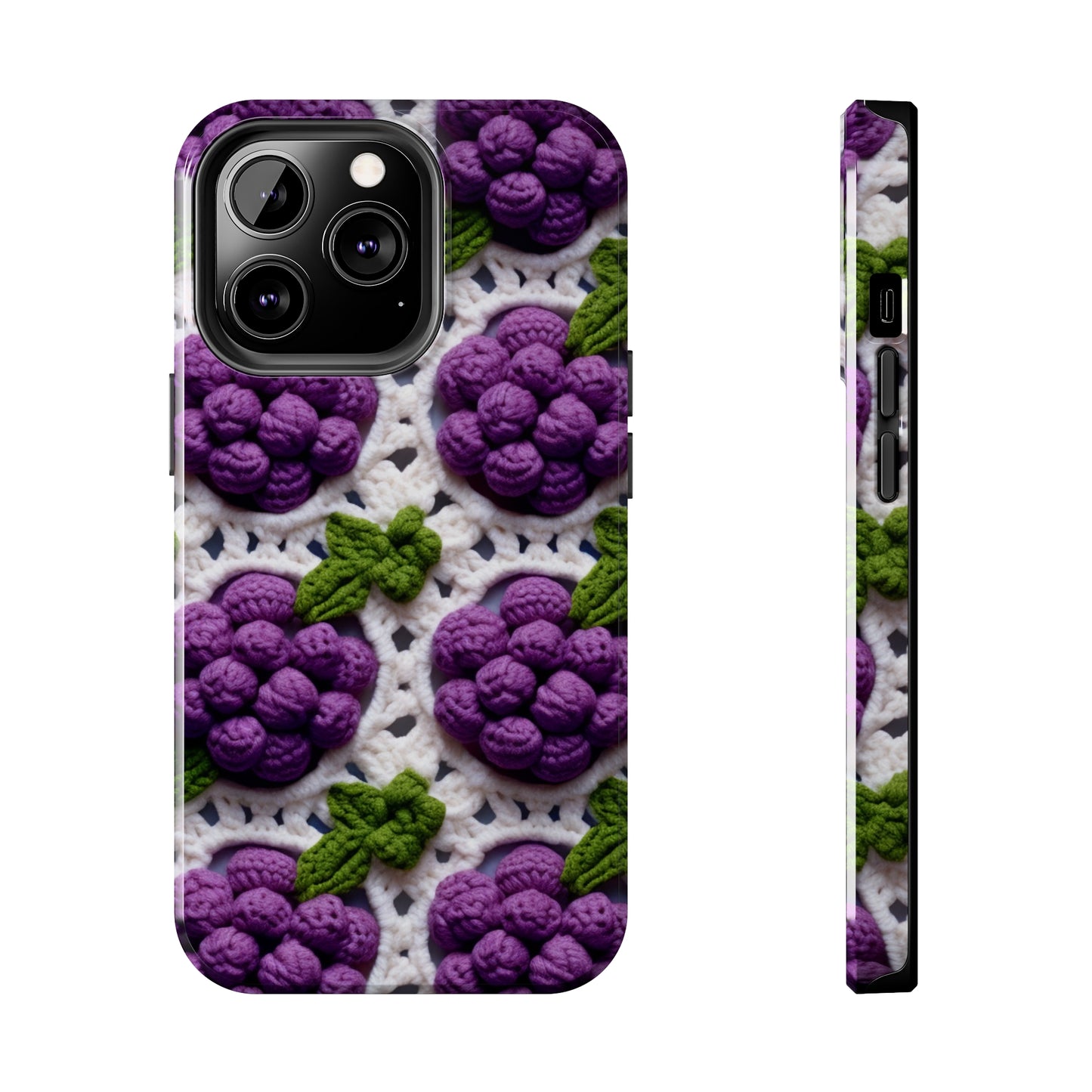 Crochet Grapes Pattern - Granny Square Design - Fresh Fruit Pick - Orchard Purple Snack Food - Tough Phone Cases