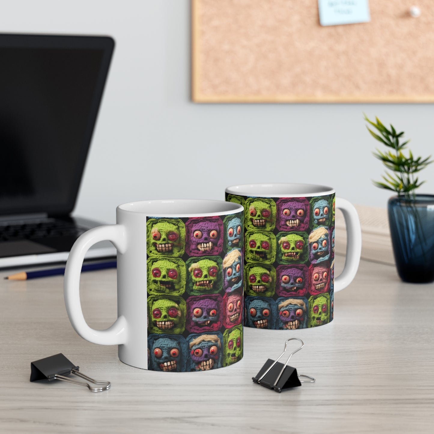 Zombie Crochet Halloween Spooky Holiday Festive Horror Living Dead - Taza de cerámica 11oz 