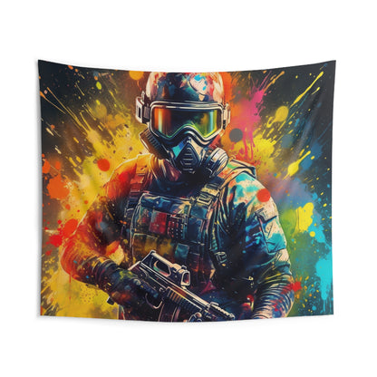 Paintball Game Sport: Professional Action Shot Target Player - Indoor Wall Tapestries