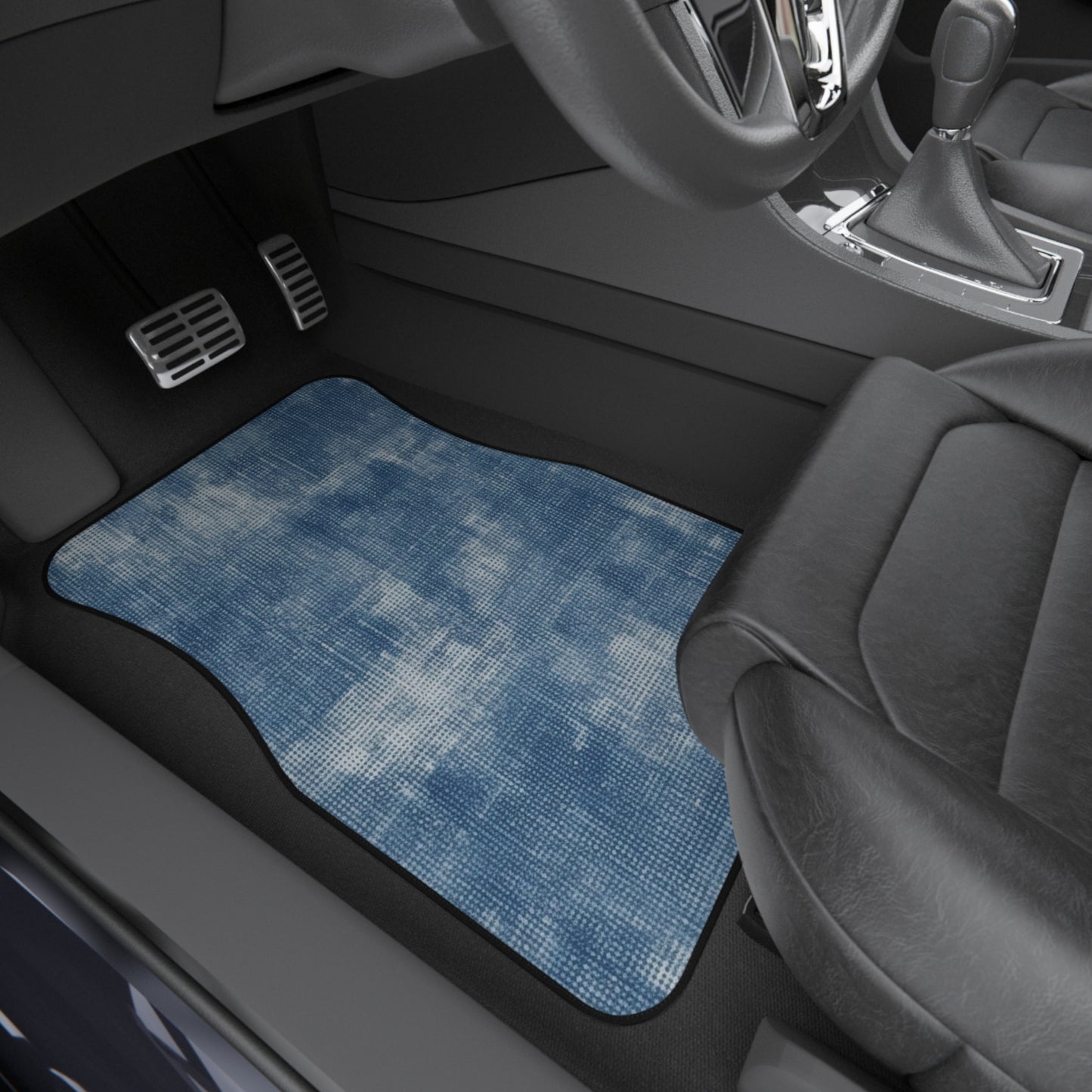 Azul descolorido descolorido: tela con estilo, inspirada en el denim - Alfombrillas para coche (juego de 4)