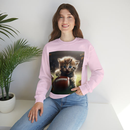 Football Kitten Touchdown: Juego deportivo ganador de Tabby - Sudadera unisex con cuello redondo Heavy Blend™