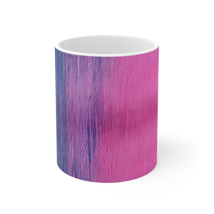 Dual Delight: Half-and-Half Pink & Blue Denim Daydream - Ceramic Mug 11oz