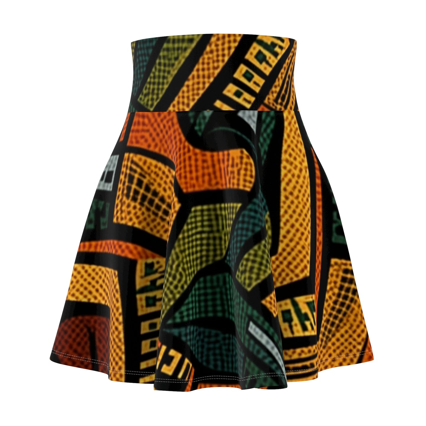 1960-1970s Style African Ornament Textile - Bold, Intricate Pattern - Women's Skater Skirt (AOP)