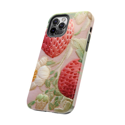 Red Berry Strawberries - Embroid Fruit - Healthy Crop Feast Food Design - Tough Phone Cases