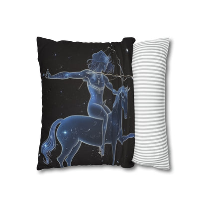 Sagittarius Zodiac in Starlit Universe - Fluorescent Colors - Spun Polyester Square Pillow Case