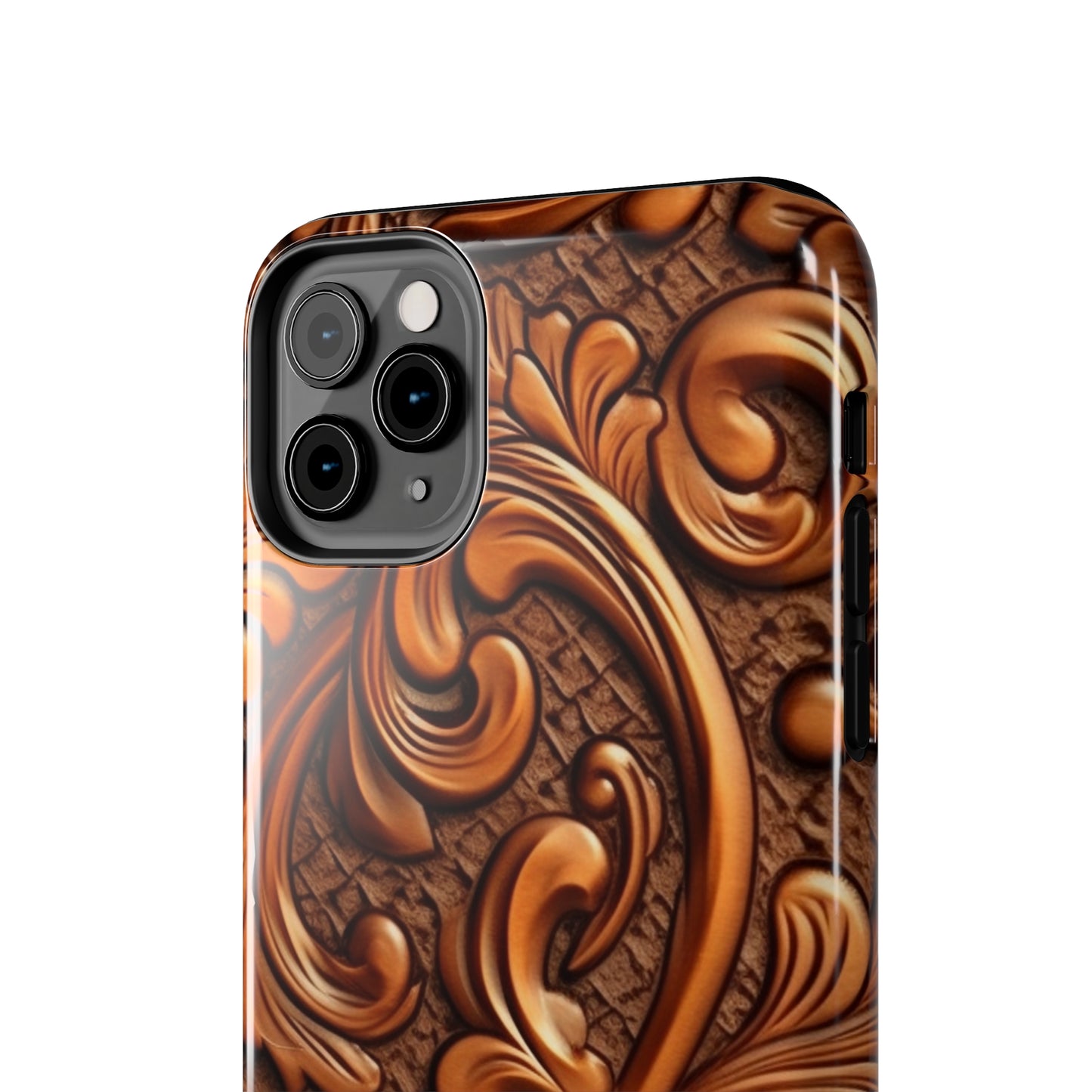 Leather Flower Cognac Classic Brown Timeless American Cowboy Design - Tough Phone Cases