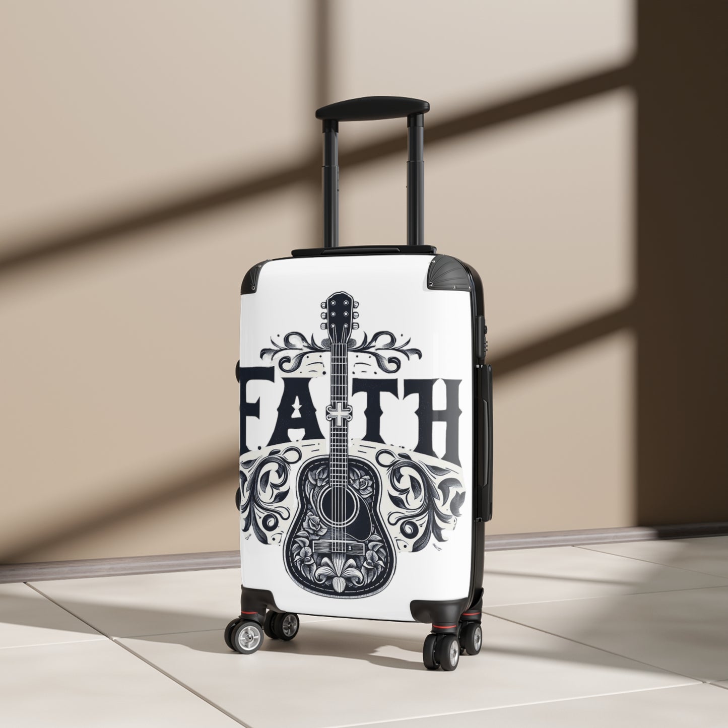 Guitar Cross Faith - Christian Gift, Love and Grace, Faithful, Jesus - Suitcase