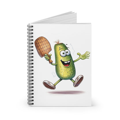 Pickle Player Action: Cartoon Swinging Pickleball Paddle - Sporty Charm - Spiral Notebook - Ruled Line