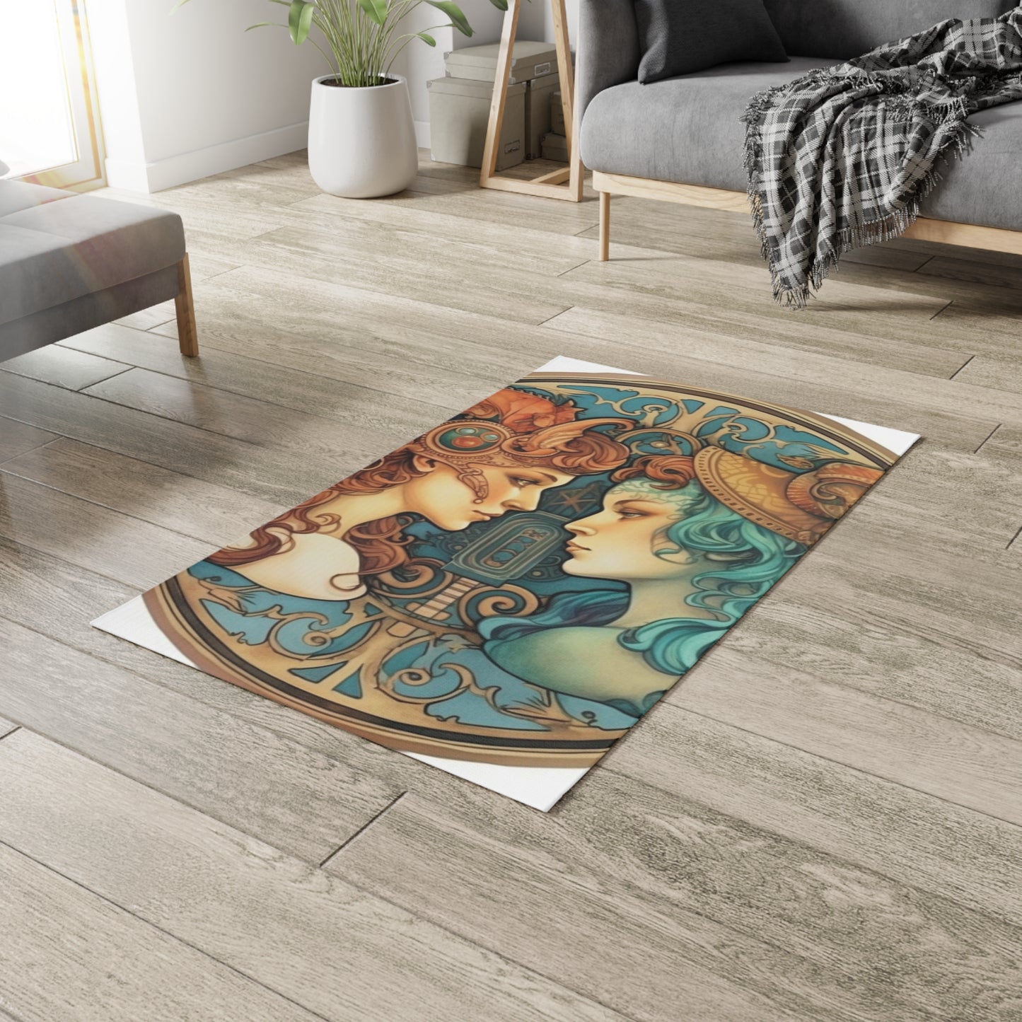 Steampunk Gemini - Dualistic Motifs & Vibrant Contrast - Dobby Rug