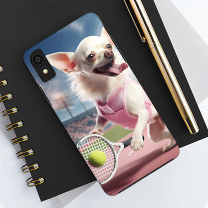 Chihuahua Tennis Ace: Dog Pink Outfit, Court Atheletic Sport Game - Tough Phone Cases