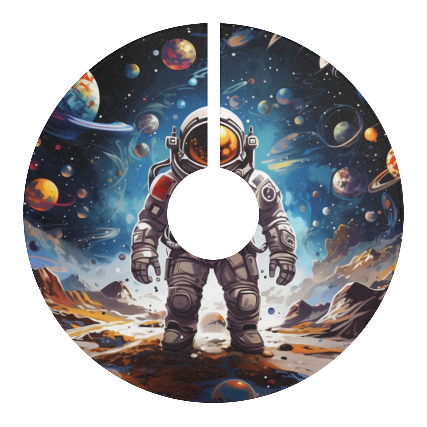 Galactic Voyage: Astronaut Journey in Celestial Star Cosmic Exploration - Christmas Tree Skirts