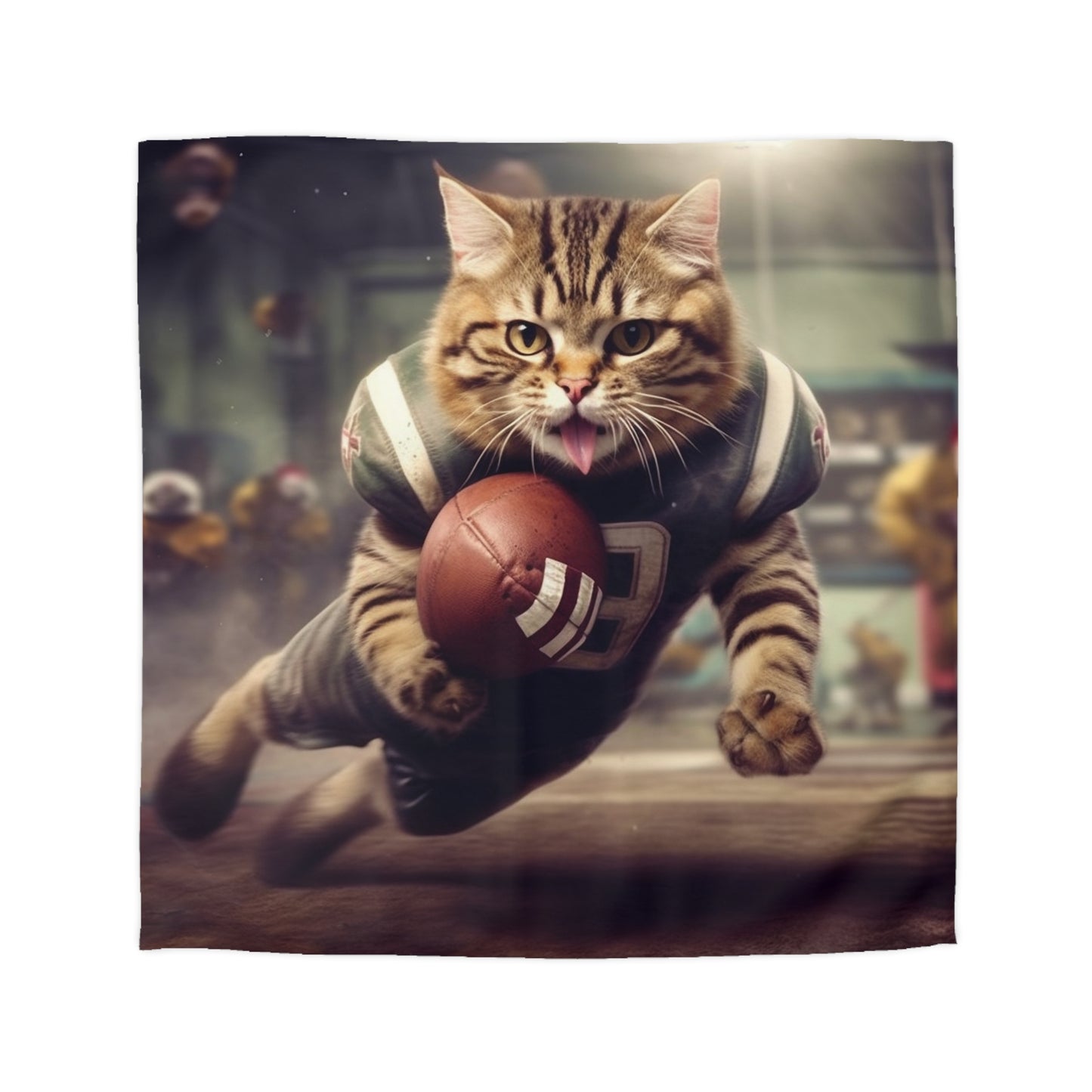 Felinos del campo de fútbol: gatitos en posición de juego de puntuación deportiva - Funda nórdica de microfibra 