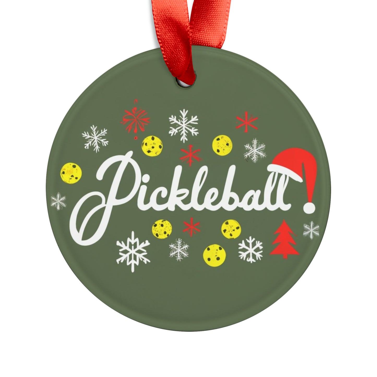 Día del Pickleball - Juego de pelota deportiva - Navidad navideña - Adorno acrílico con cinta 