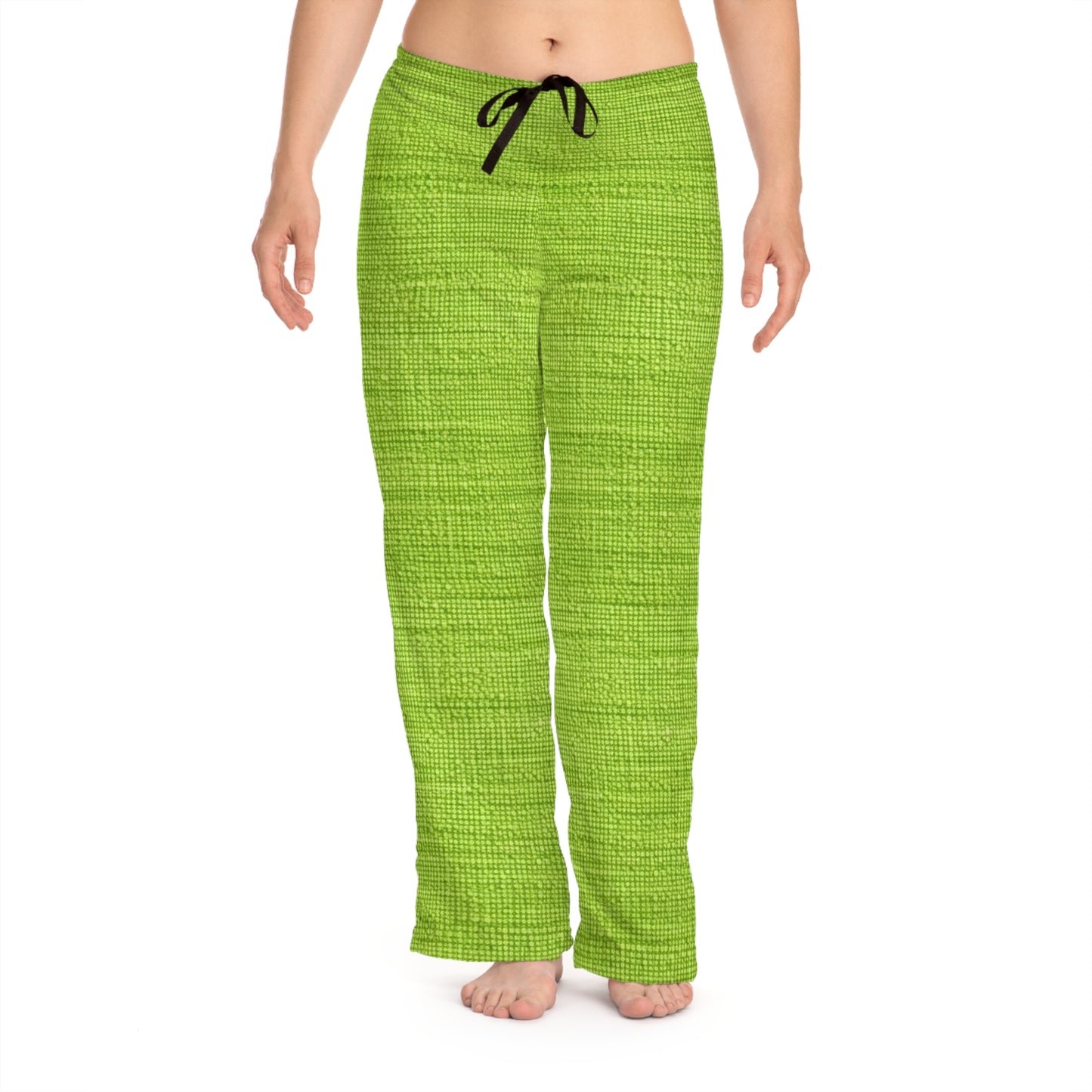 Lush Grass Neon Green: Denim-Inspired, Springtime Fabric Style - Women's Pajama Pants (AOP)