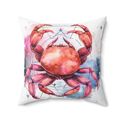 Cancer Star Sign - Elegant Zodiac Astrology Spun Polyester Square Pillow