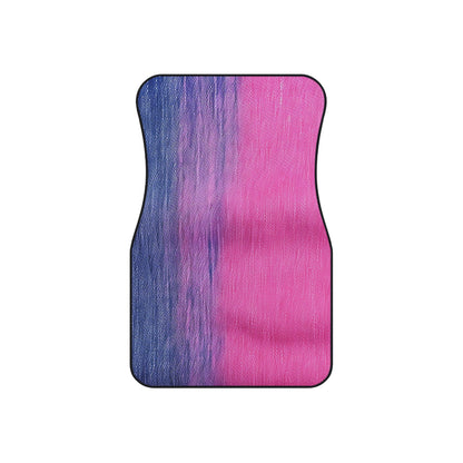 Dual Delight: Half-and-Half Pink & Blue Denim Daydream - Car Mats (Set of 4)