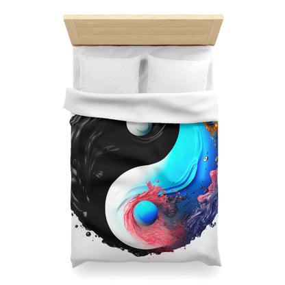 Yin Yang Symbol, Colorful Paint Style - Artistic Decor - Microfiber Duvet Cover