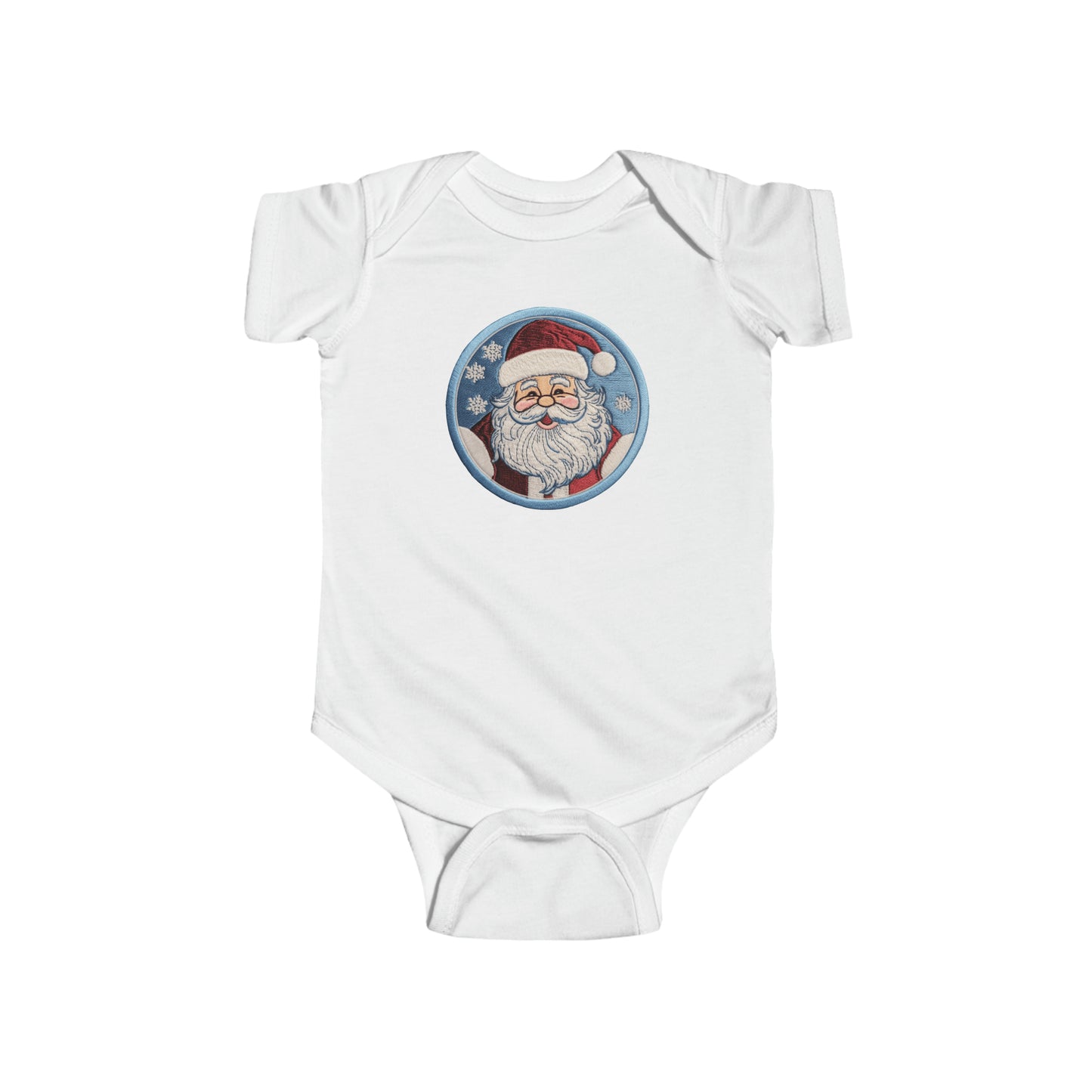 Santa Chenille Patch: Christmas Festive Holiday Design - Infant Fine Jersey Bodysuit