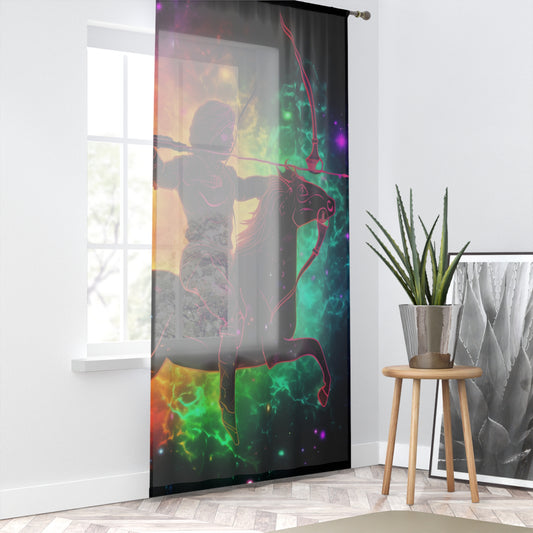 Colorful Sagittarius Zodiac Sign - Star Universe Theme - Window Curtain