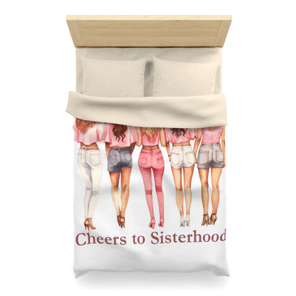 Cheers to Sisterhood - Sorority Chic Bachelorette Party Illustration - Microfiber Duvet Cover