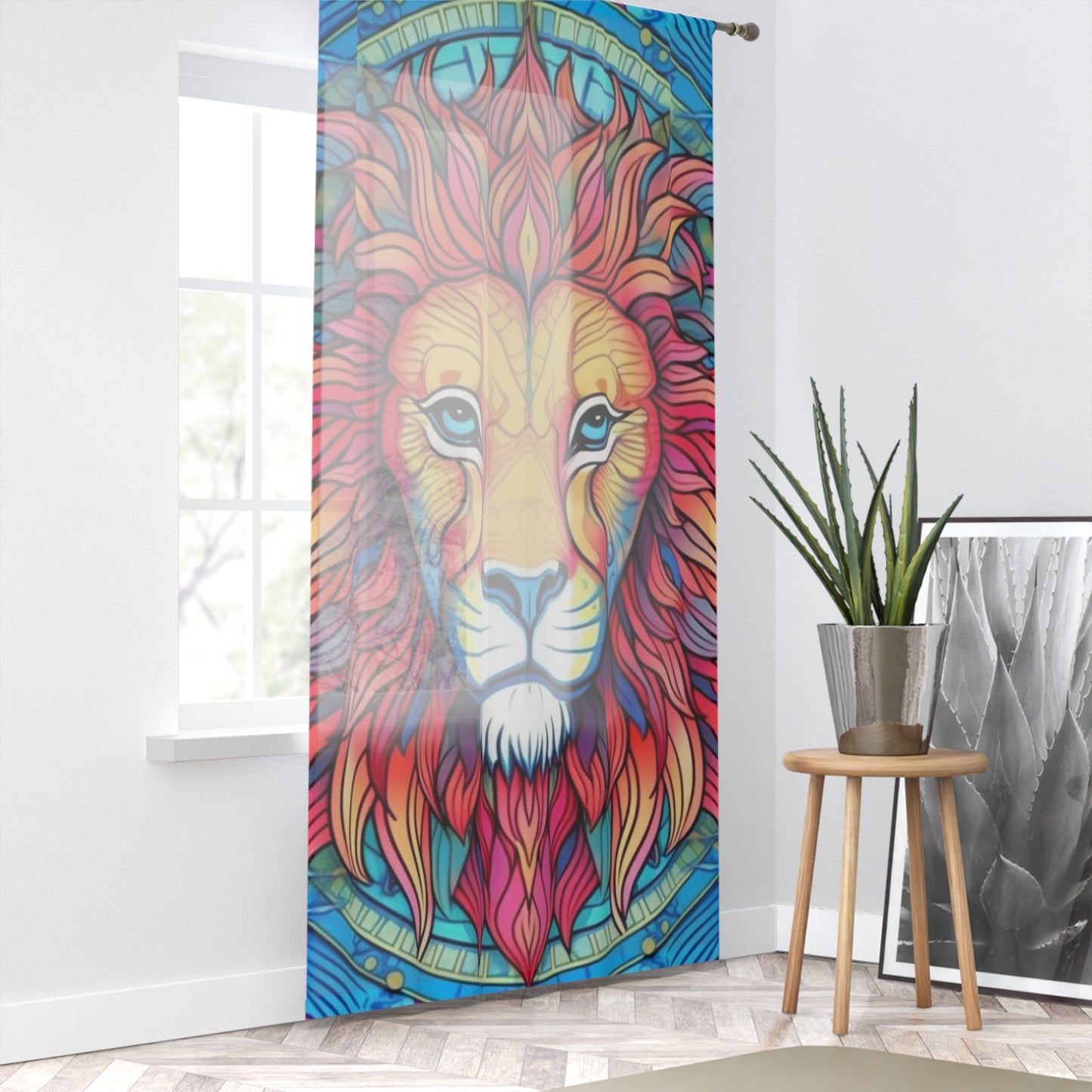 Astrological Leo - Cosmic Zodiac Constellation, Lion Symbol Art - Window Curtain