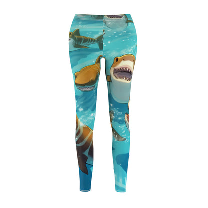 Tiger Shark: Ocean Marine Wildlife - Underwater - Women's Cut & Sew Casual Leggings (AOP)