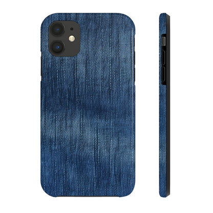 Indigo Splash: Washed Denim Reverie in Deep Blue - Tough Phone Cases