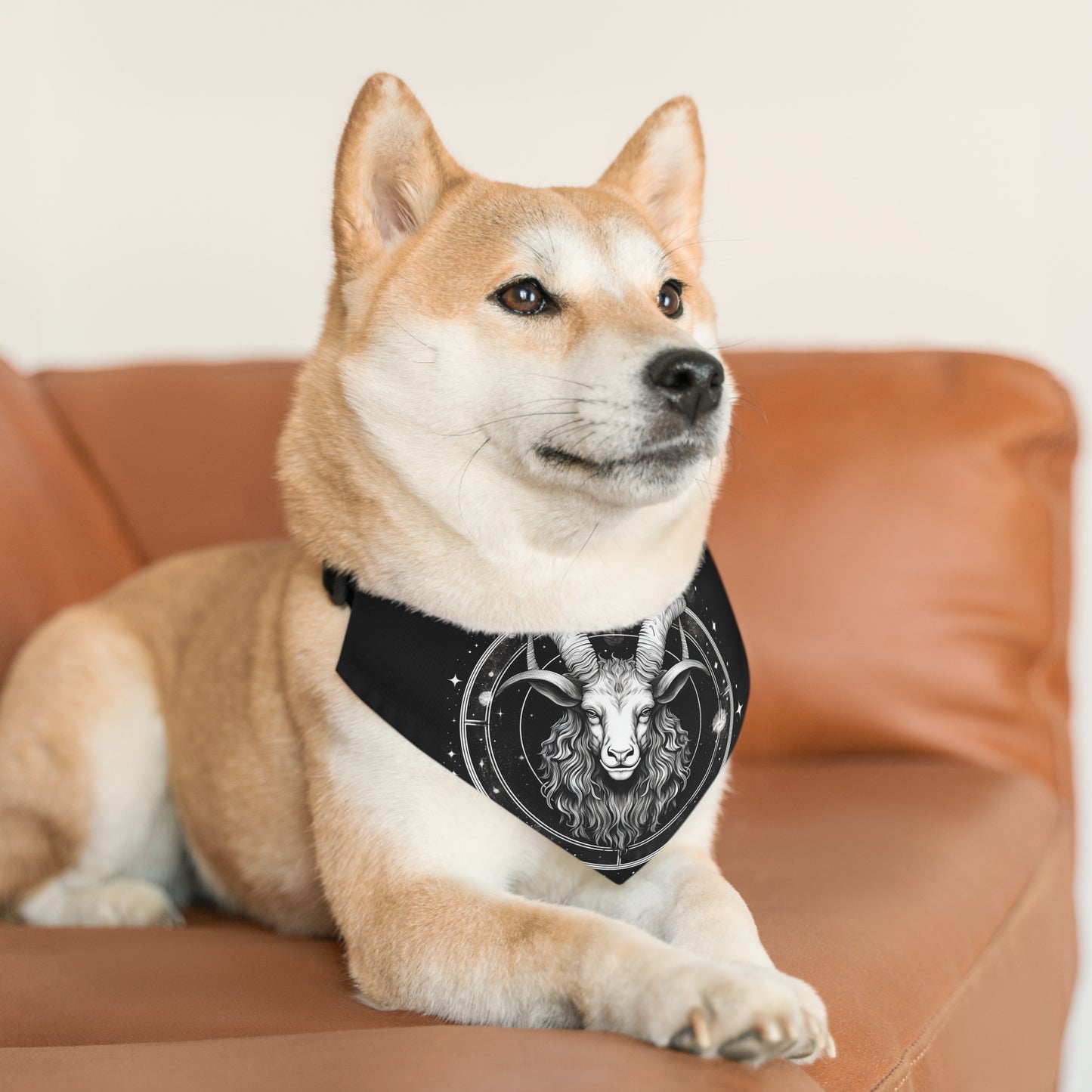 Collar de bandana para mascotas Capricornio, diseño de cabra blanca y negra del zodíaco 