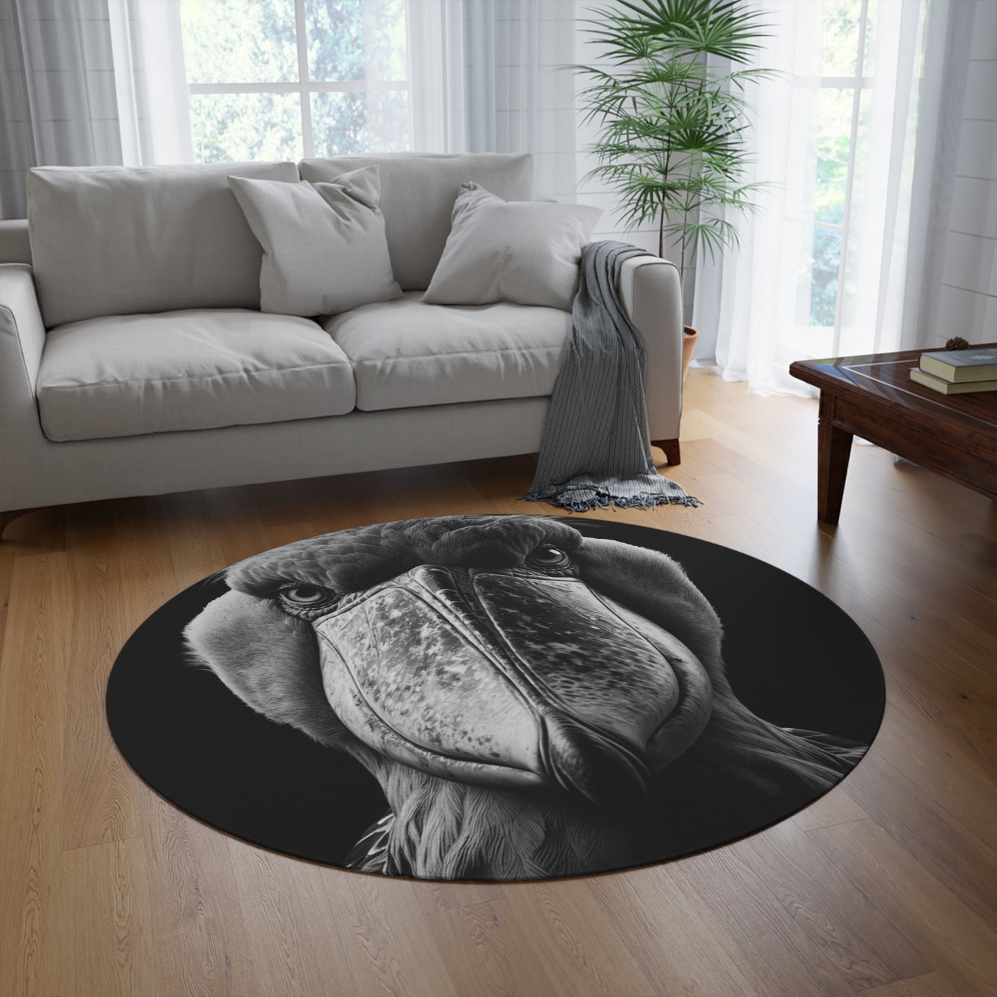 Shoebill Bird, Bird Watch Gift. Round Rug