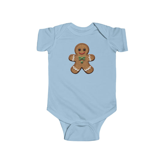 Chenille Gingerbread Cookie: Christmas Festive Delight Design - Infant Fine Jersey Bodysuit
