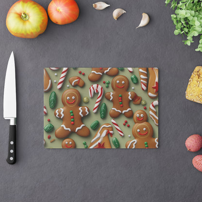 Gingerbread Man Christmas Cookie - Tree - Candy Cane - Cutting Board