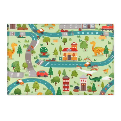 Jurassic Adventure: Children's Dinosaur Town, Vehicle Roadway Play - Area Rugs