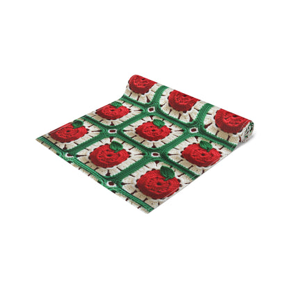 Apple Granny Square Crochet Pattern: Wild Fruit Tree, Delicious Red Design - Table Runner (Cotton, Poly)