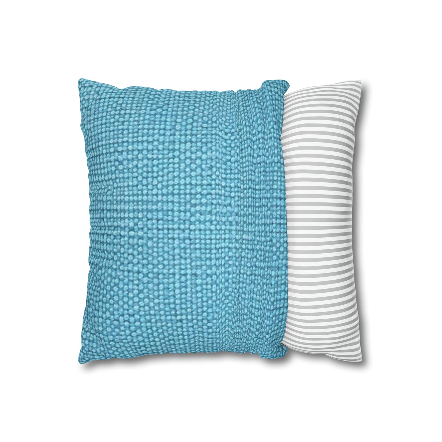 Bright Aqua Teal: Denim-Inspired Refreshing Blue Summer Fabric - Spun Polyester Square Pillow Case