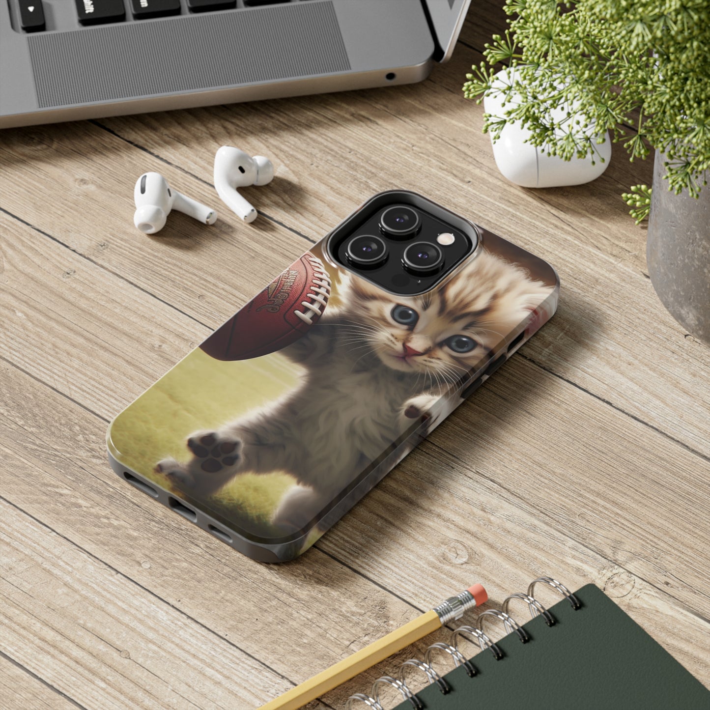 Football Kitty Fantasy: Feline Cat American Sport Quarterback - Tough Phone Cases